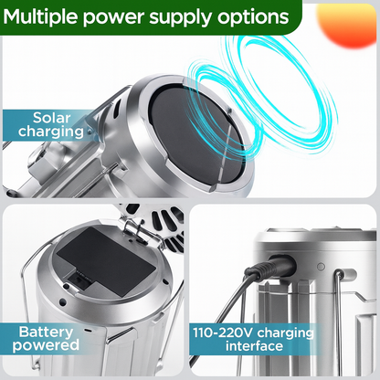 3-in-1 Portable Solar Camping Fan & LED Lantern
