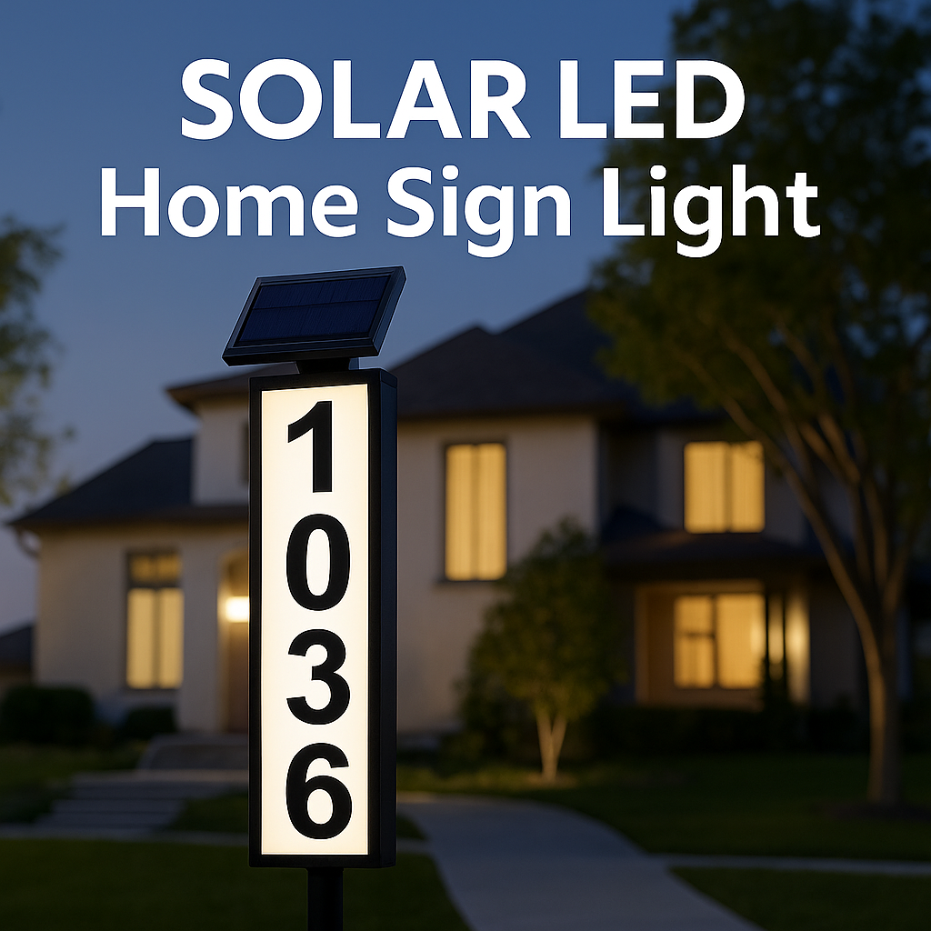 Solar-Powered LED House Number Sign