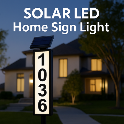 Solar-Powered LED House Number Sign
