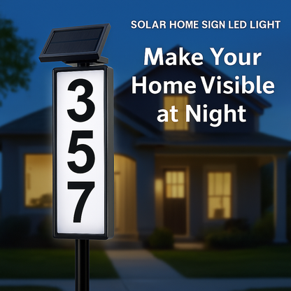 Solar-Powered LED House Number Sign