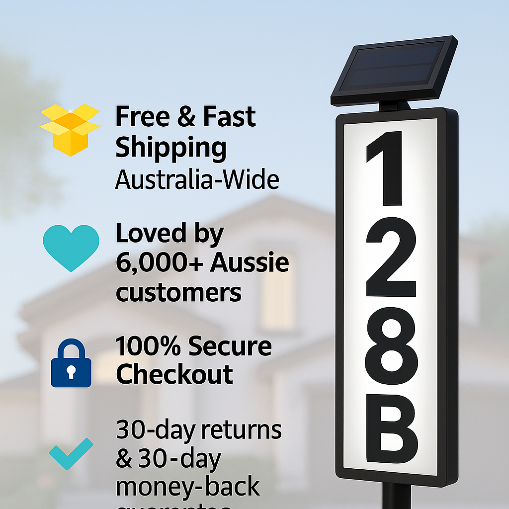 Solar-Powered LED House Number Sign