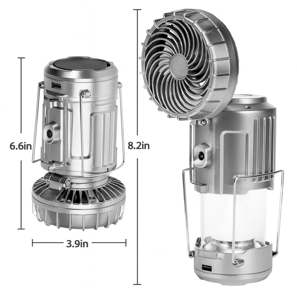 3-in-1 Portable Solar Camping Fan & LED Lantern